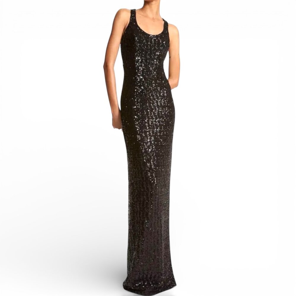 NWT Michael Kors Collection Sequin Racerback Gown - Black - Size 10 - MSRP $3290
